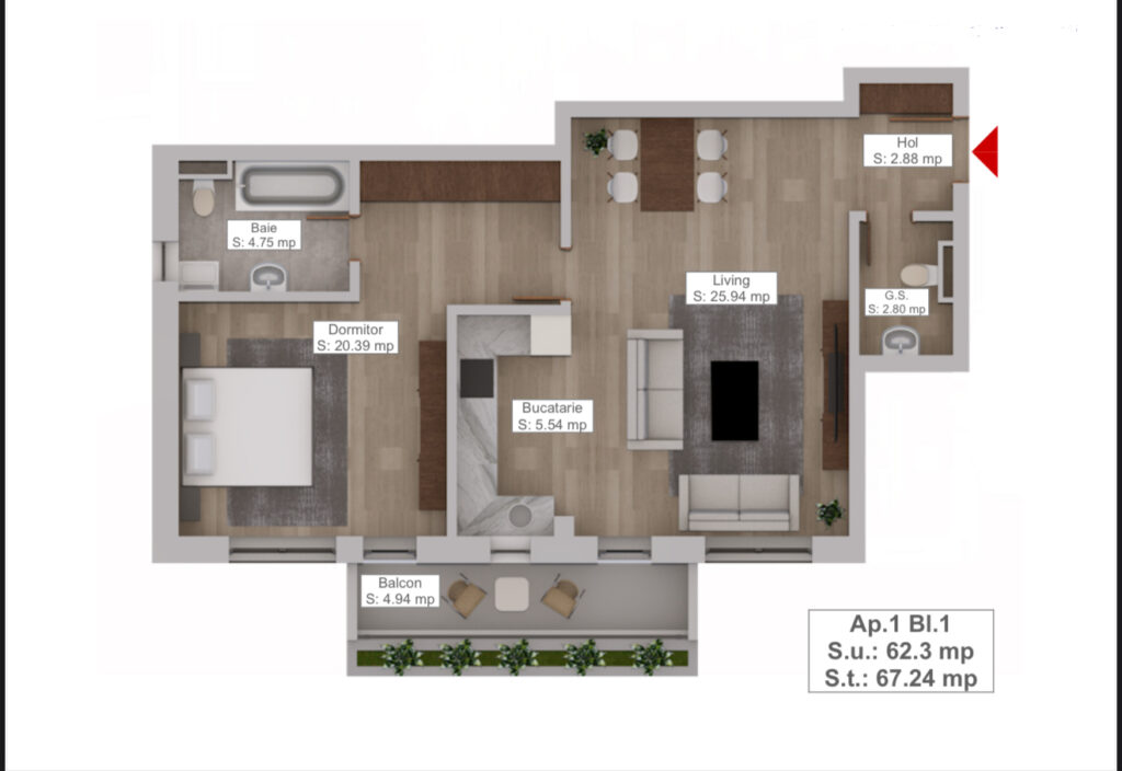 Apartament 2 camere de vanzare