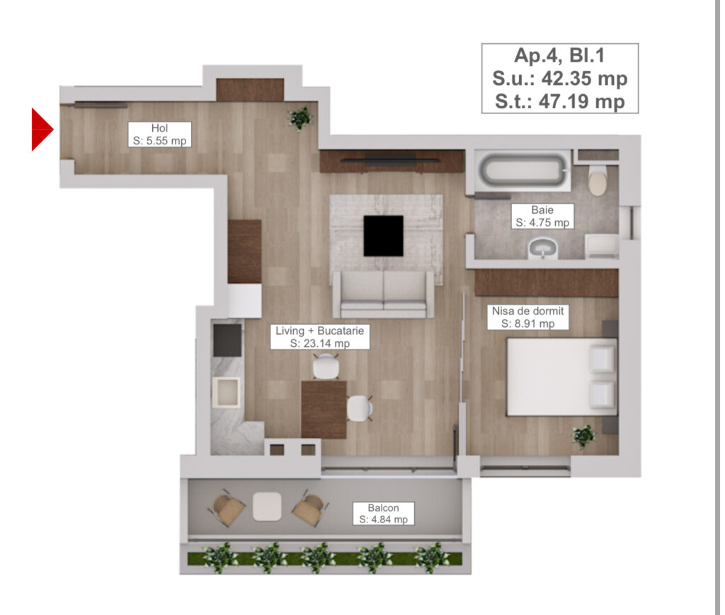 Studio de vanzare Bloc nou