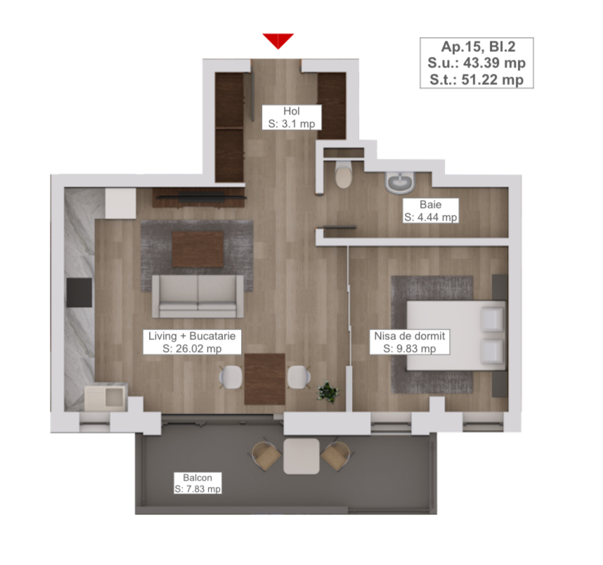 Studio de vanzare Bloc nou