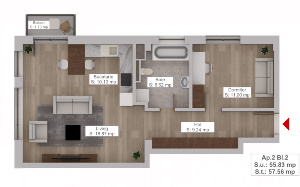 Apartament 2 camere de vanzare
