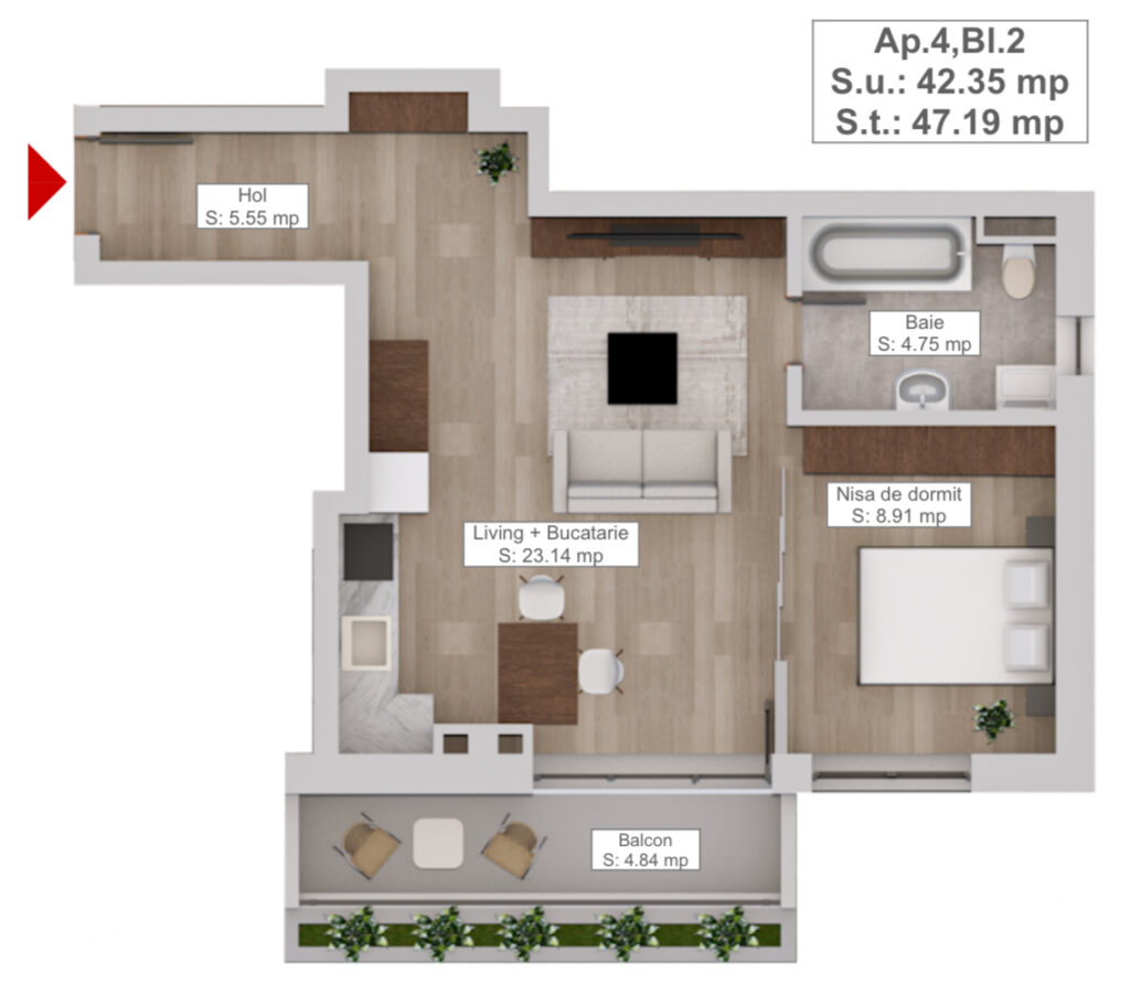 Studio de vanzare Bloc nou