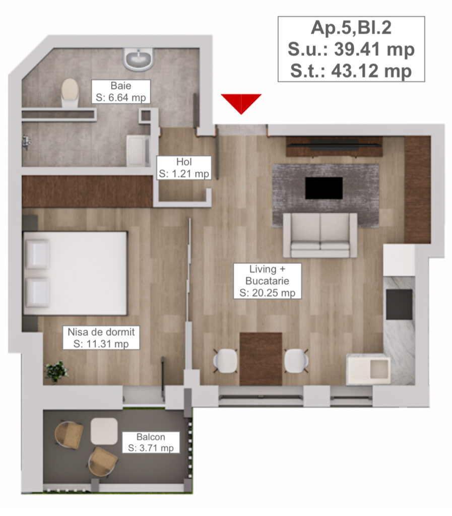 Studio de vanzare Bloc nou