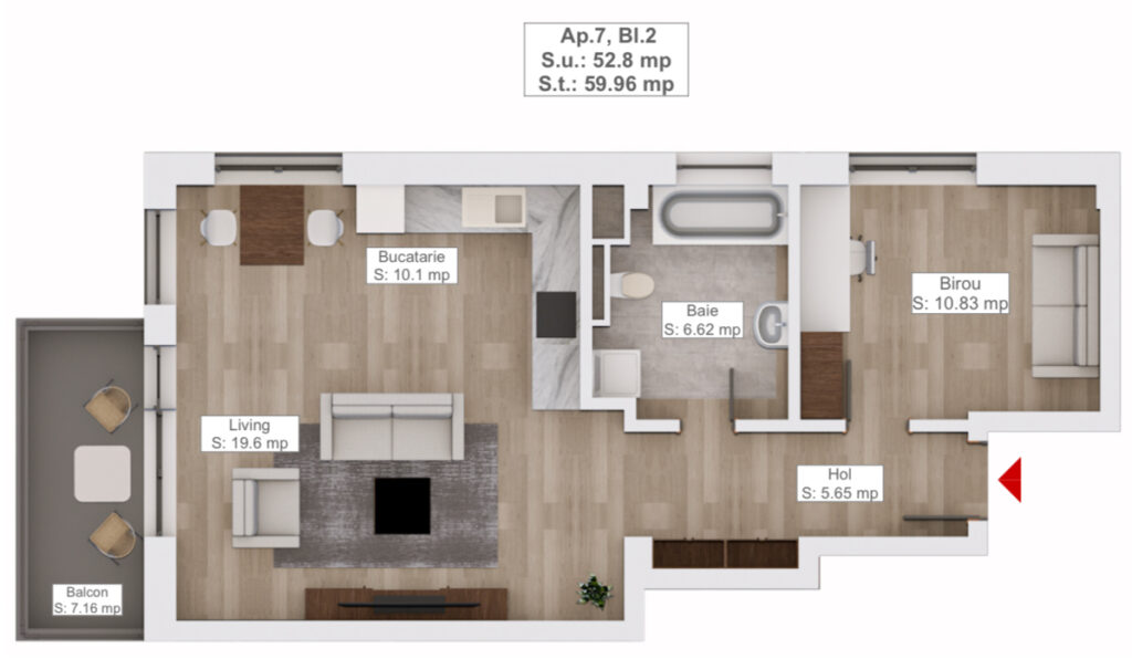 Apartament 2 camere de vanzare
