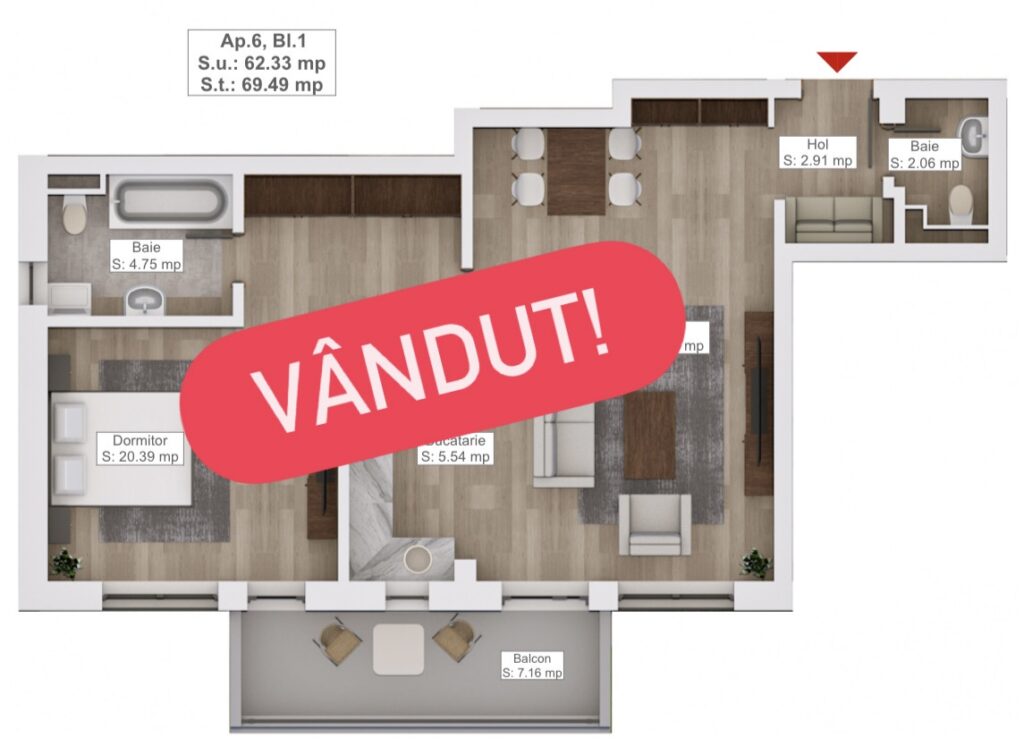 Apartament 2 camere de vanzare