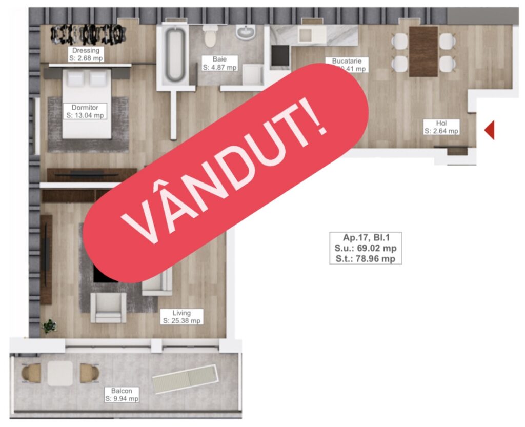 Apartament 2 camere de vanzare